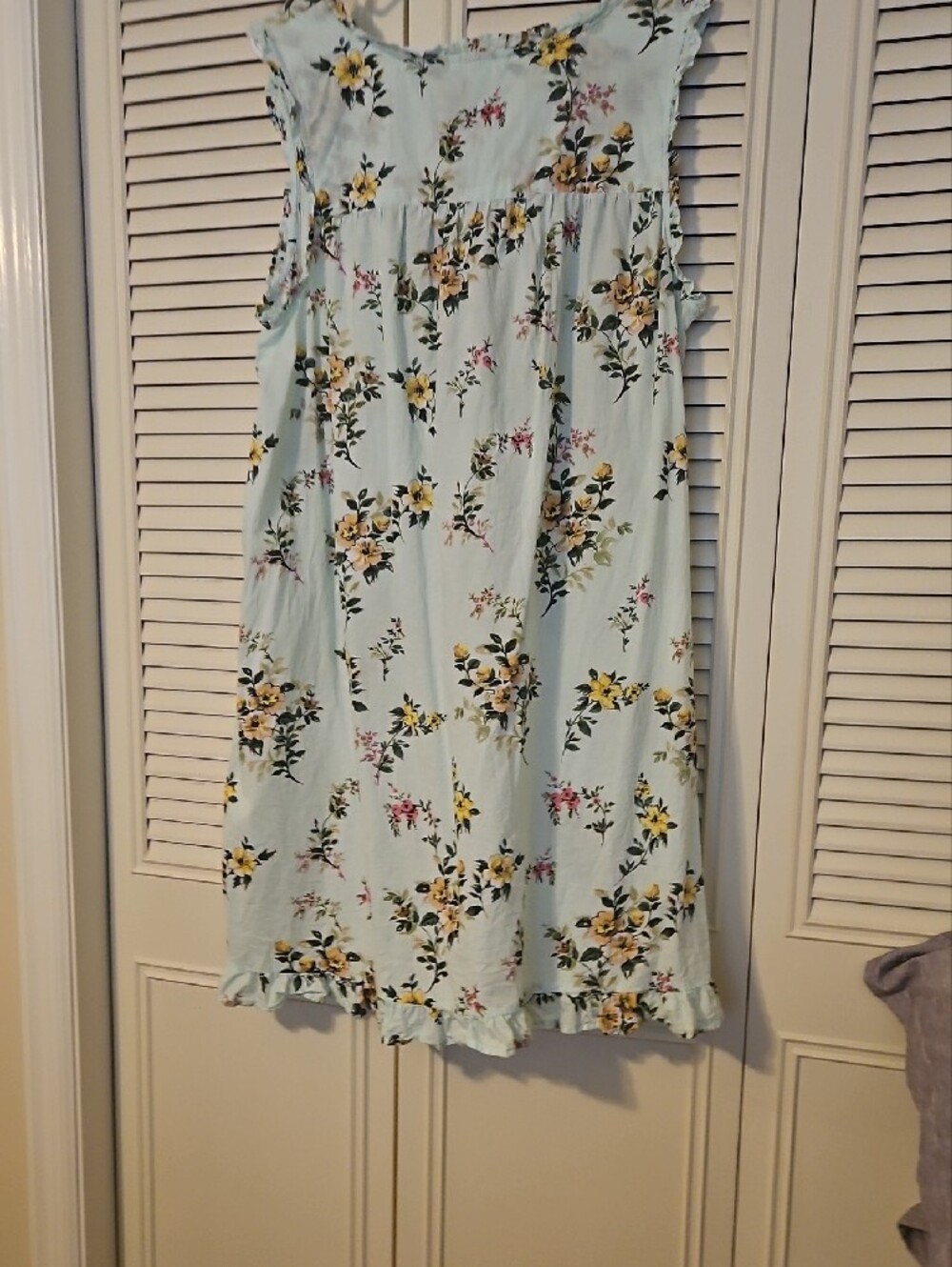 Adonna Light Mint Floral Midi Cotton Dress with Yellow Blossoms - Picture 9 of 10